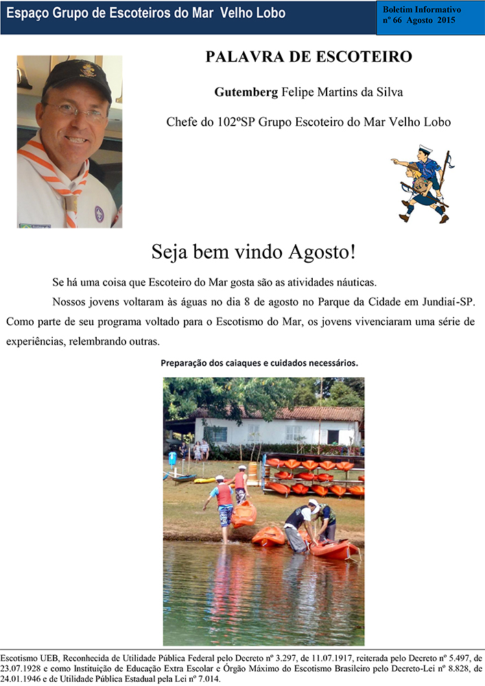 Saiu na mídia! Palavra de Escoteiro no Boletim SOAMAR Campinas – Agosto/2015